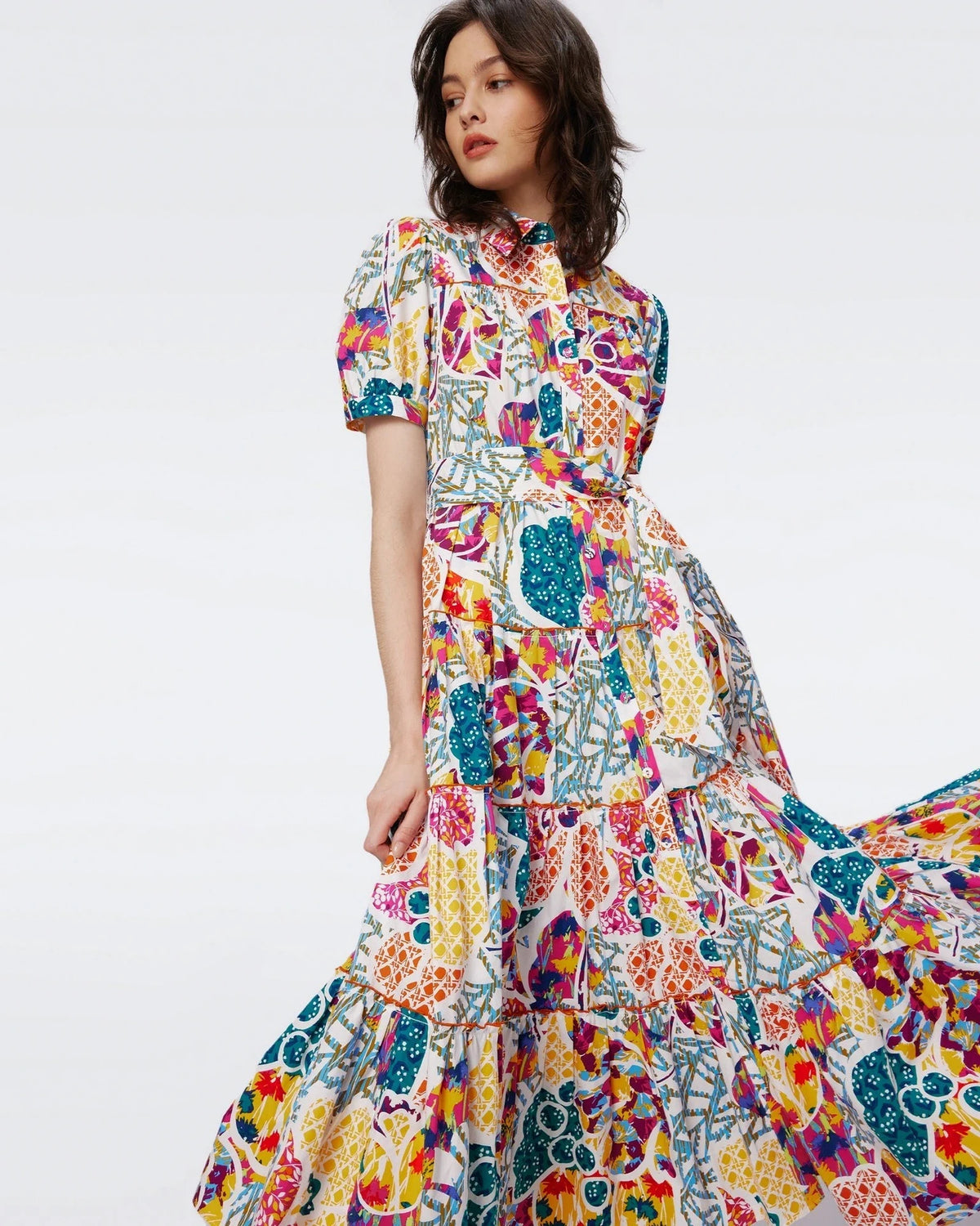 Button-Up Queena Multicolour Dress