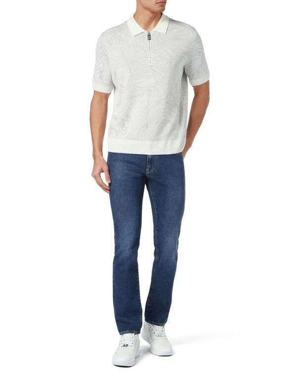 Silk Lino White Polo Shirt