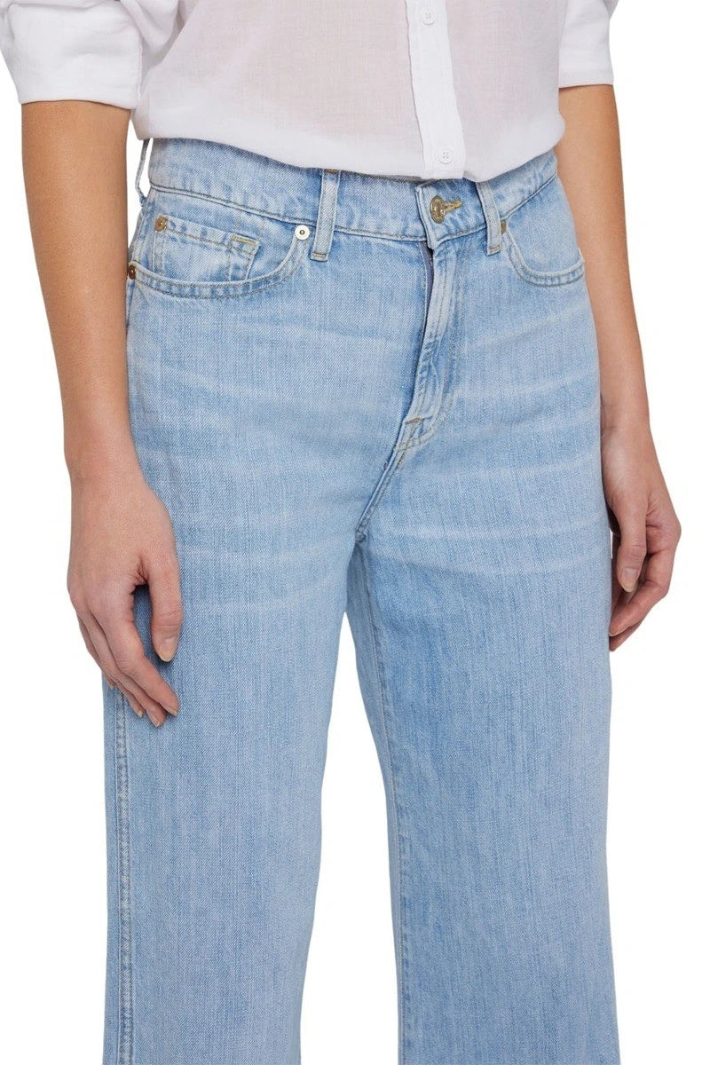 High-Waisted Light Blue Capri