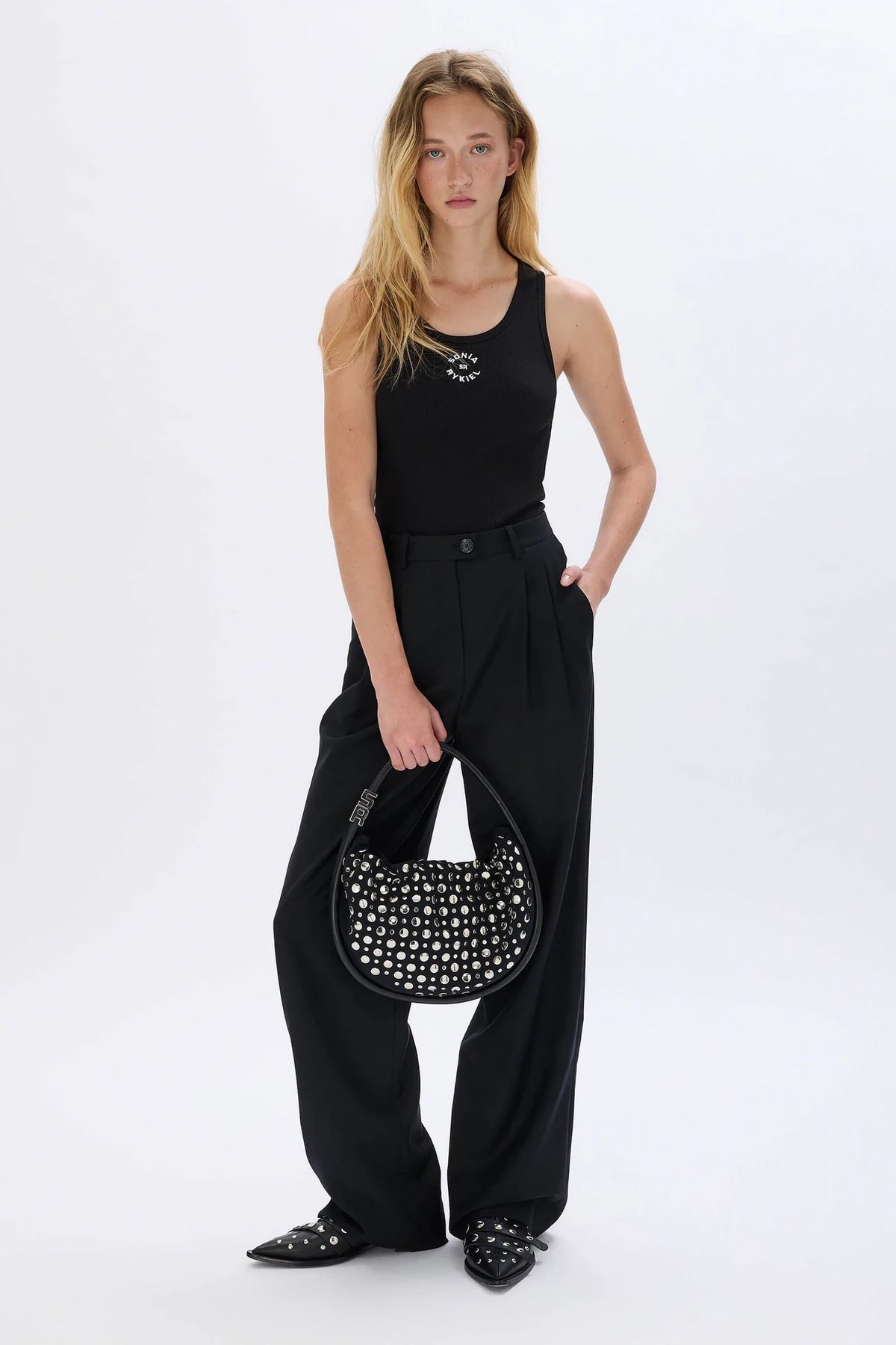 Domino Studded Black Bag