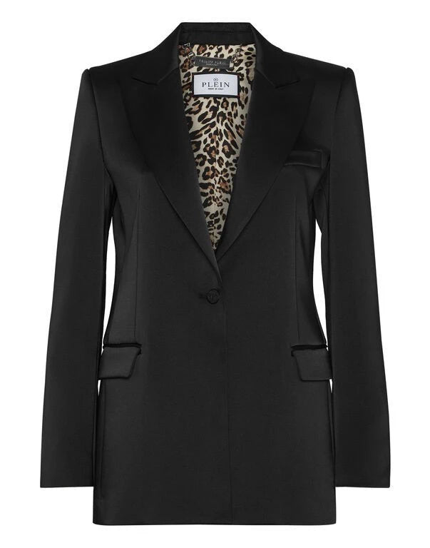 Satin Crystal Skull Black Blazer