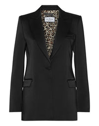 Satin Crystal Skull Black Blazer