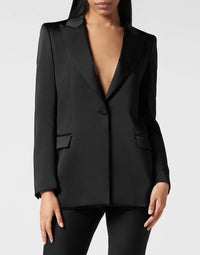 Satin Crystal Skull Black Blazer