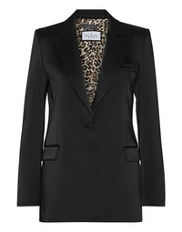 Satin Crystal Skull Black Blazer