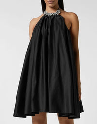 Trapeze Halter Black Dress