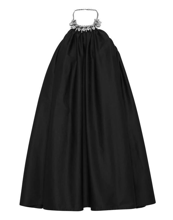 Trapeze Halter Black Dress