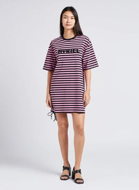 Round Neck Striped Pink/Black Dress