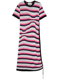 Striped Asymmetric Pink Midi Dress