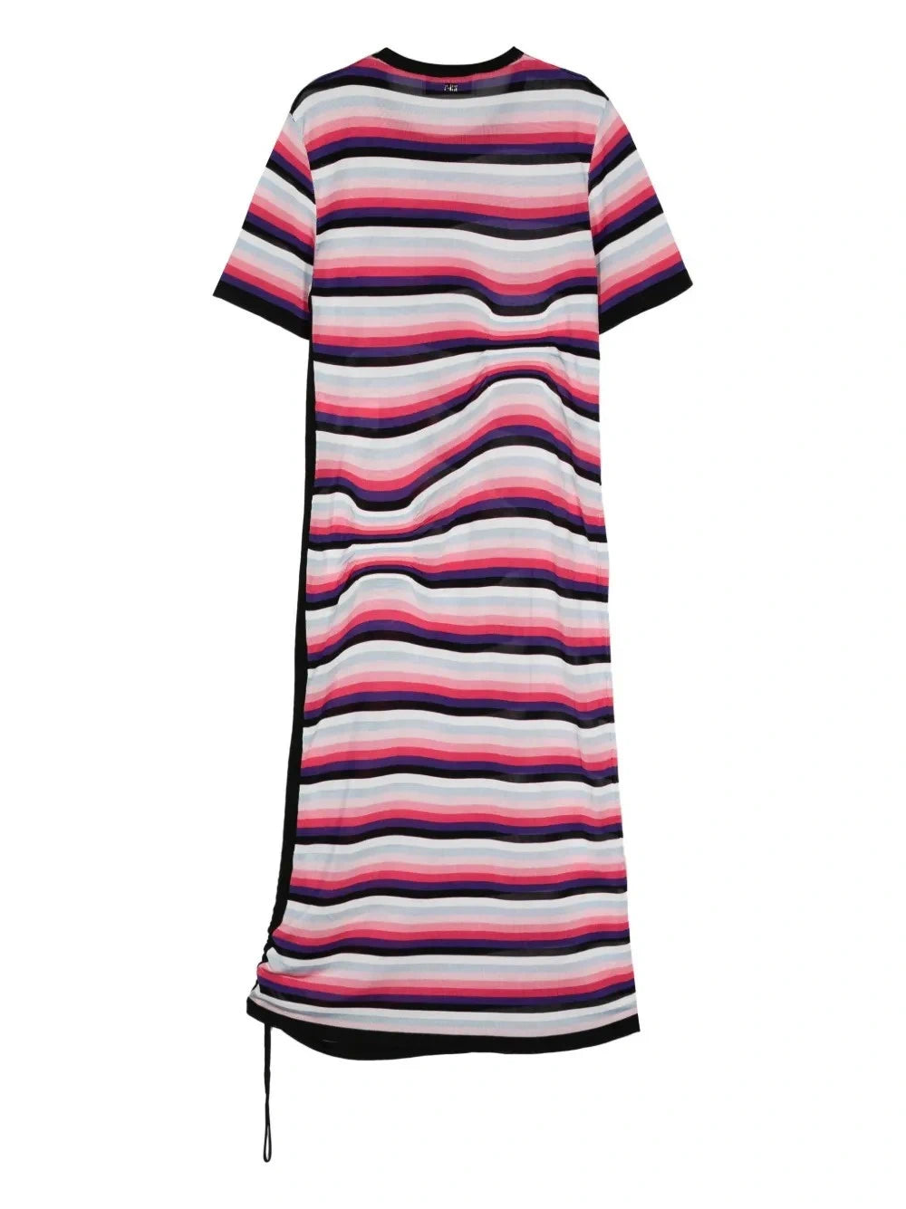 Striped Asymmetric Pink Midi Dress