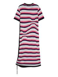 Striped Asymmetric Pink Midi Dress
