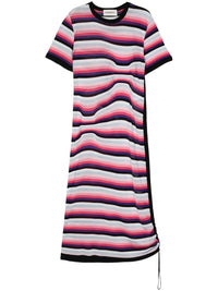 Striped Asymmetric Pink Midi Dress