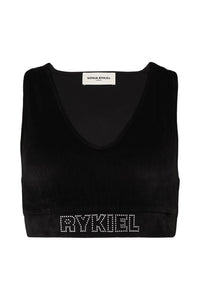 Rhinestone Velvet Black Brassiere