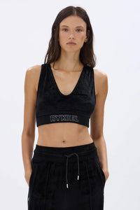 Rhinestone Velvet Black Brassiere