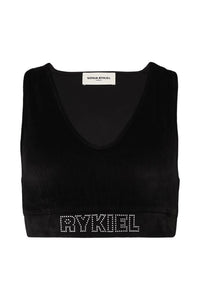 Rhinestone Velvet Black Brassiere