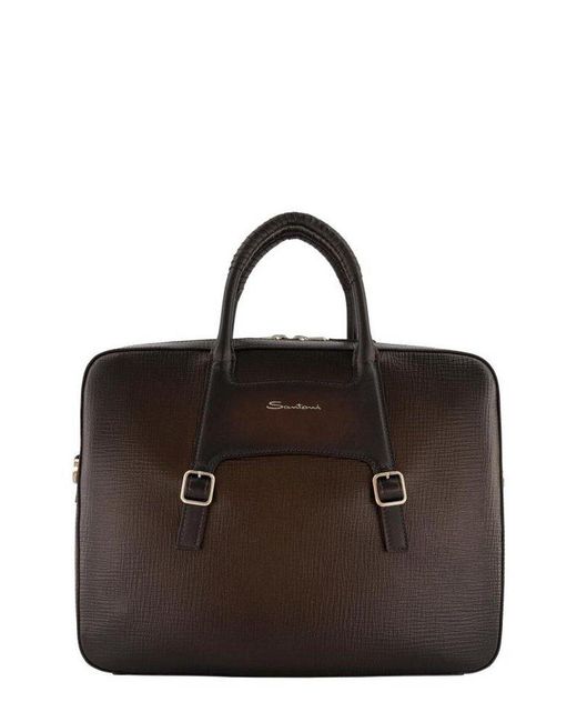 Embossed Brown Briefcase