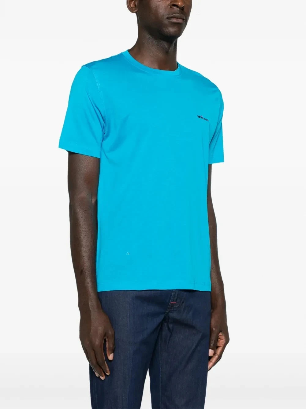 Logo-Embroidered Blue T-Shirt