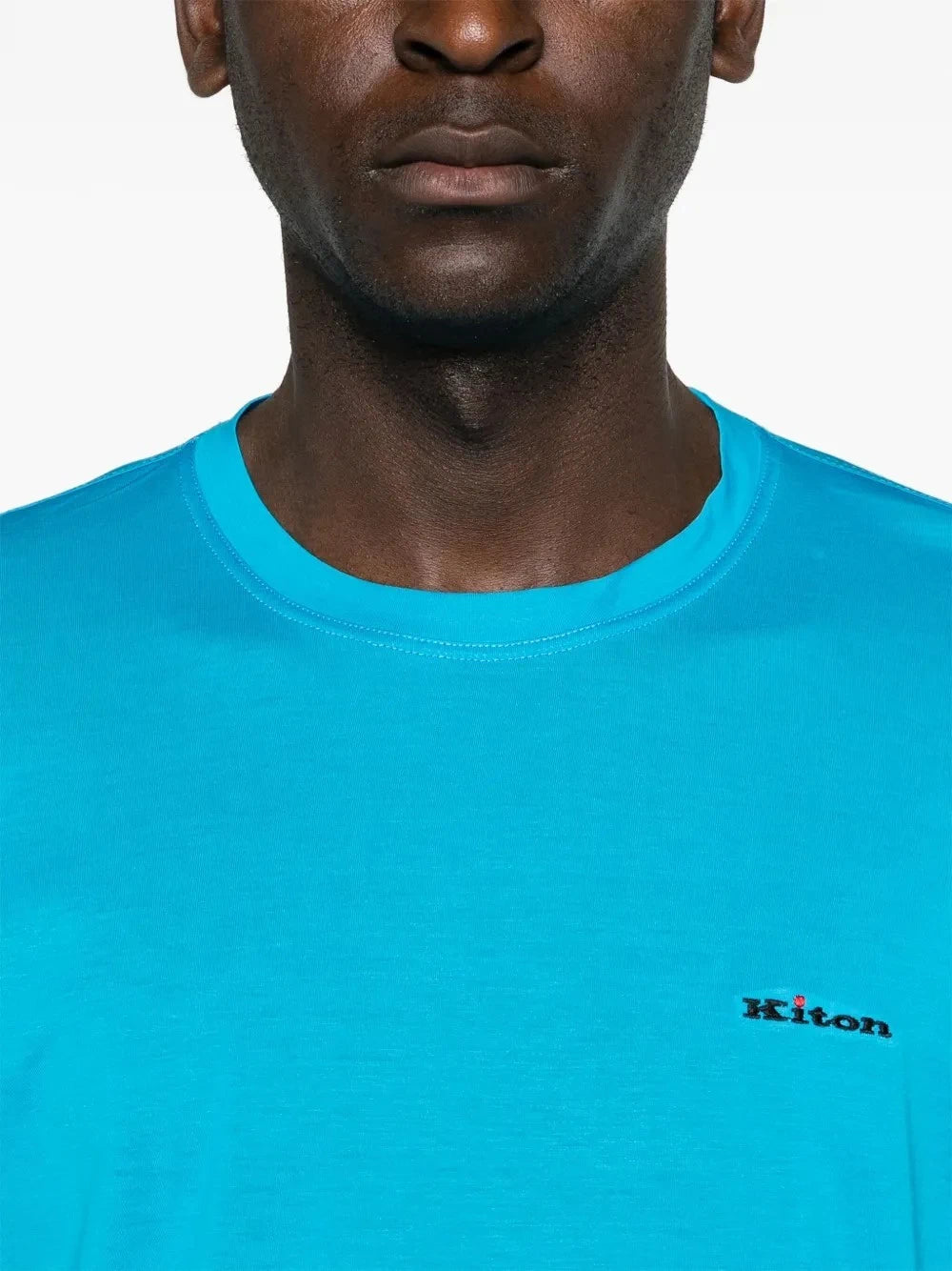 Logo-Embroidered Blue T-Shirt