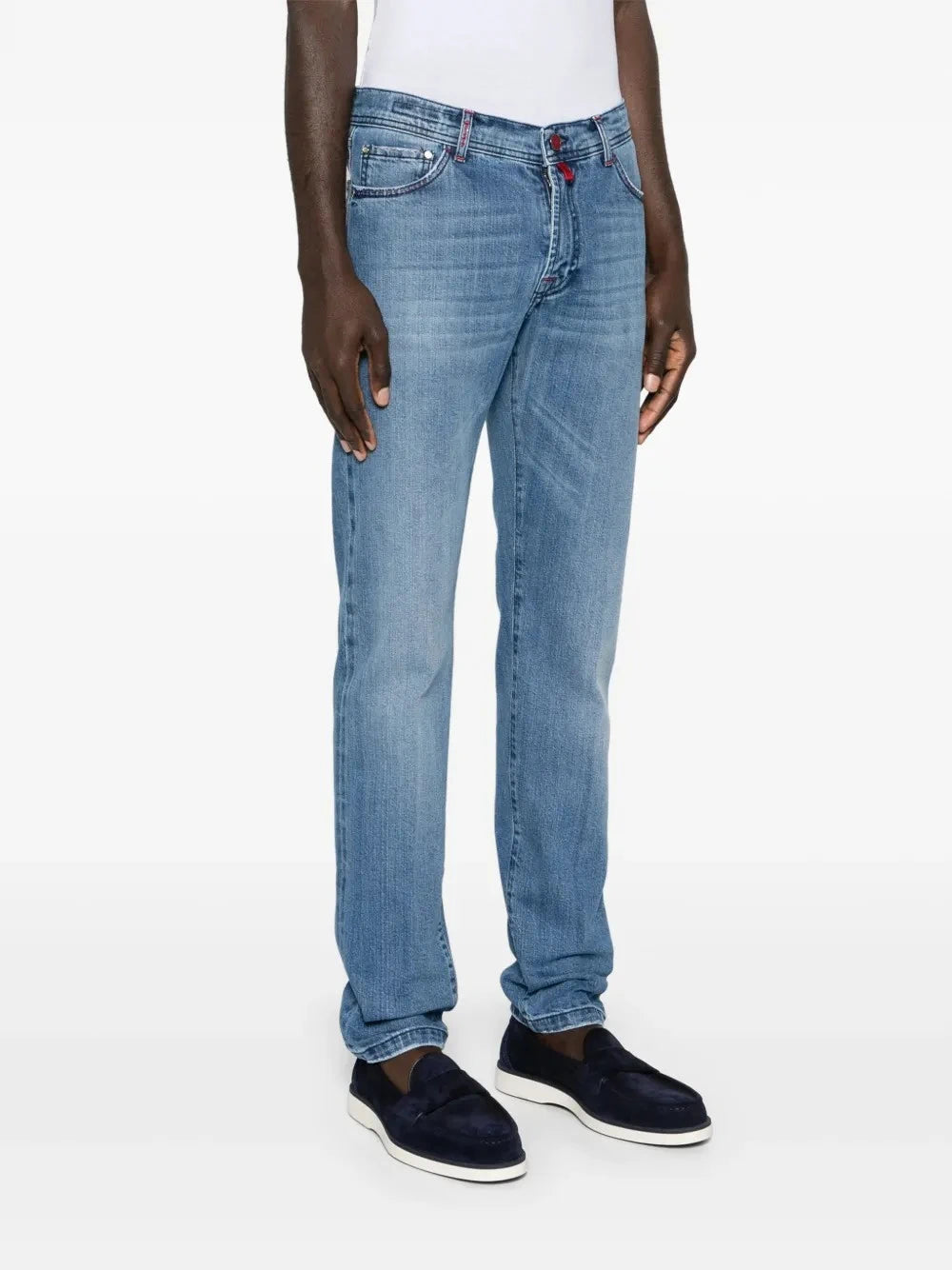 Mid-Rise Straight-Leg Blue Trousers