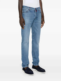 Mid-Rise Straight-Leg Blue Trousers