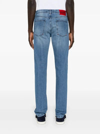 Mid-Rise Straight-Leg Blue Trousers