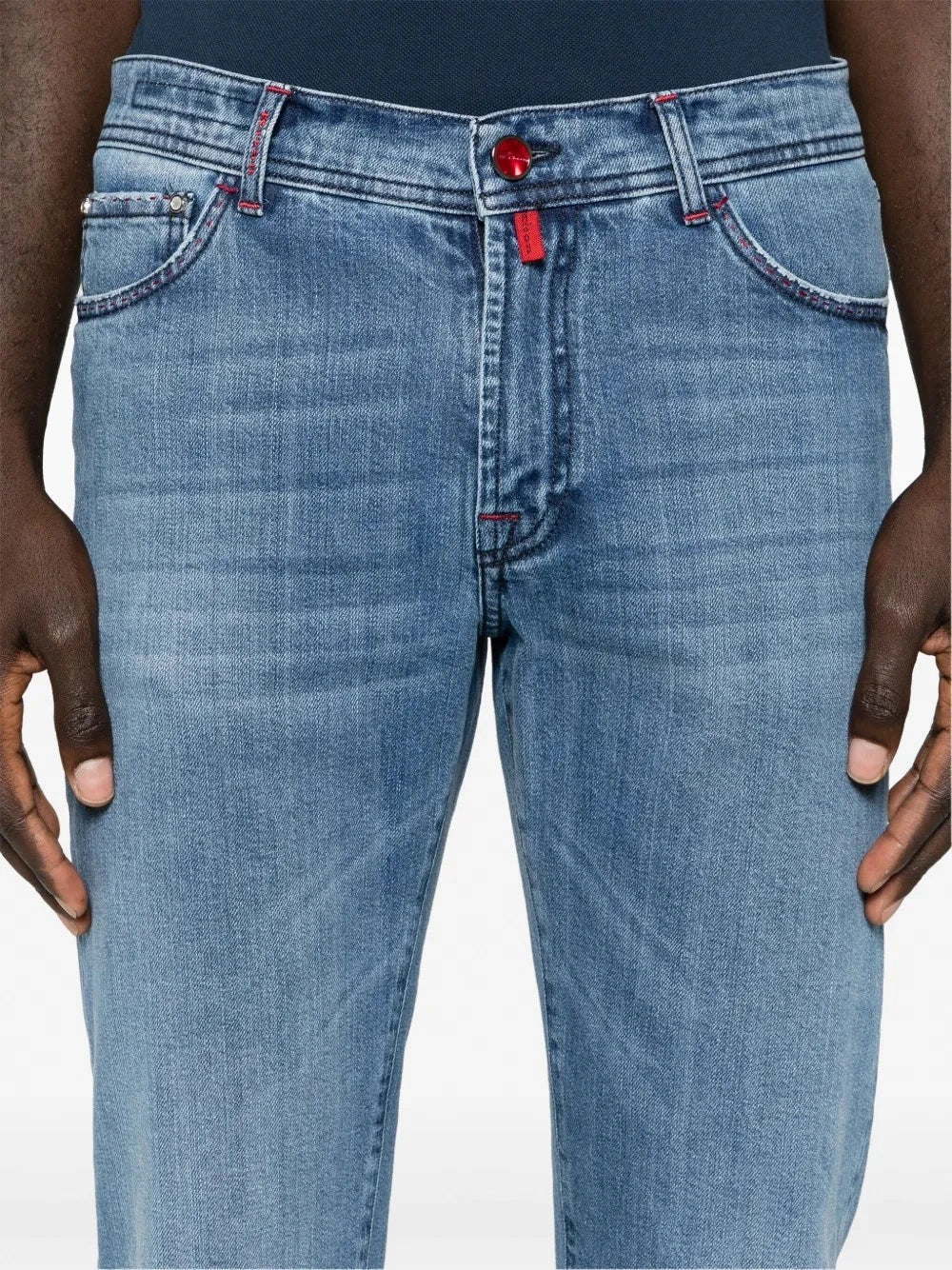 Mid-Rise Straight-Leg Blue Trousers