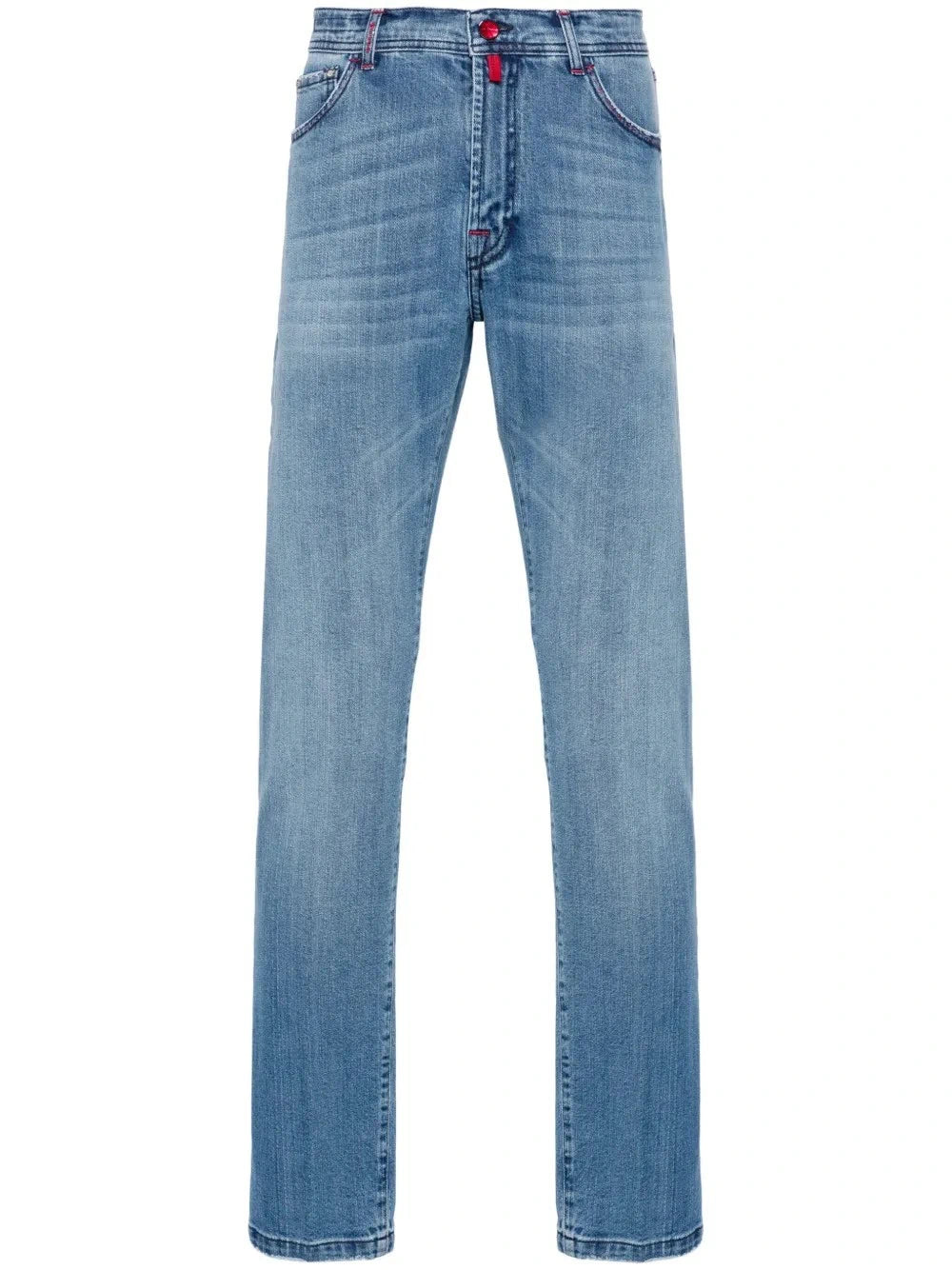 Mid-Rise Straight-Leg Blue Trousers