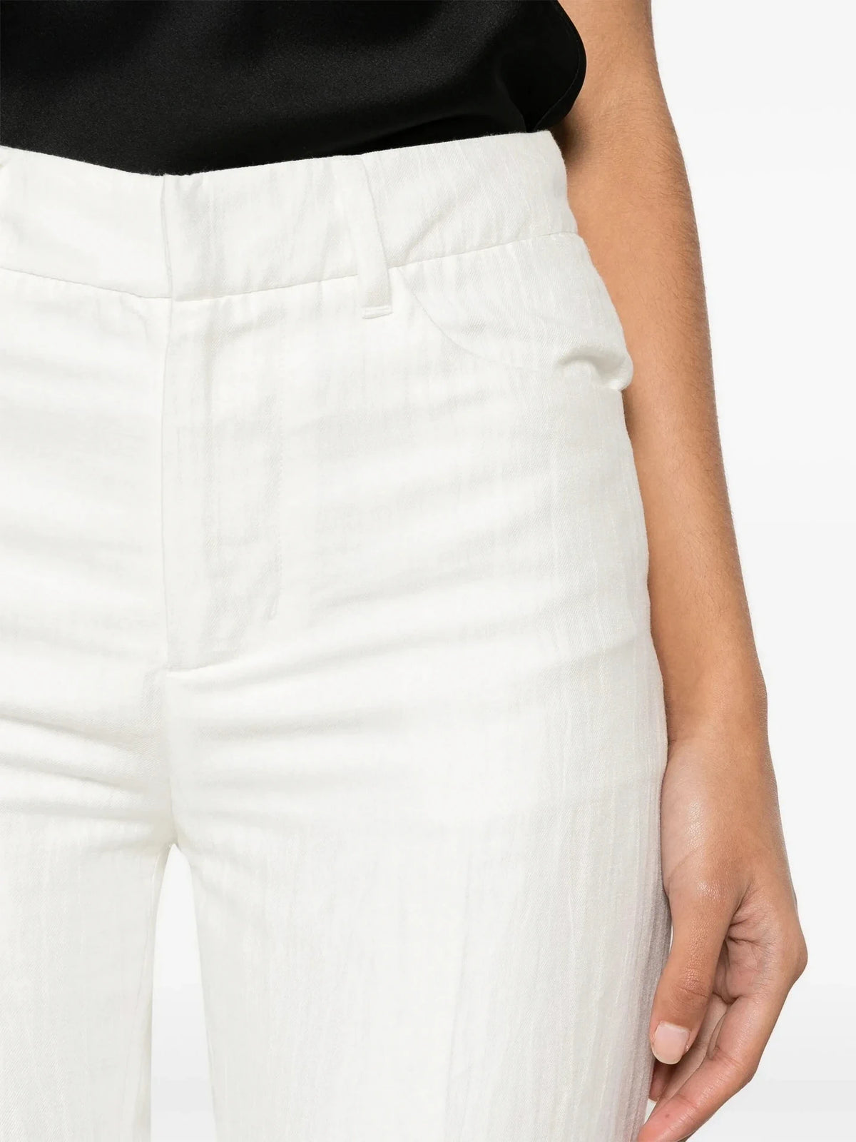 High-Waisted White Tailleur Pants
