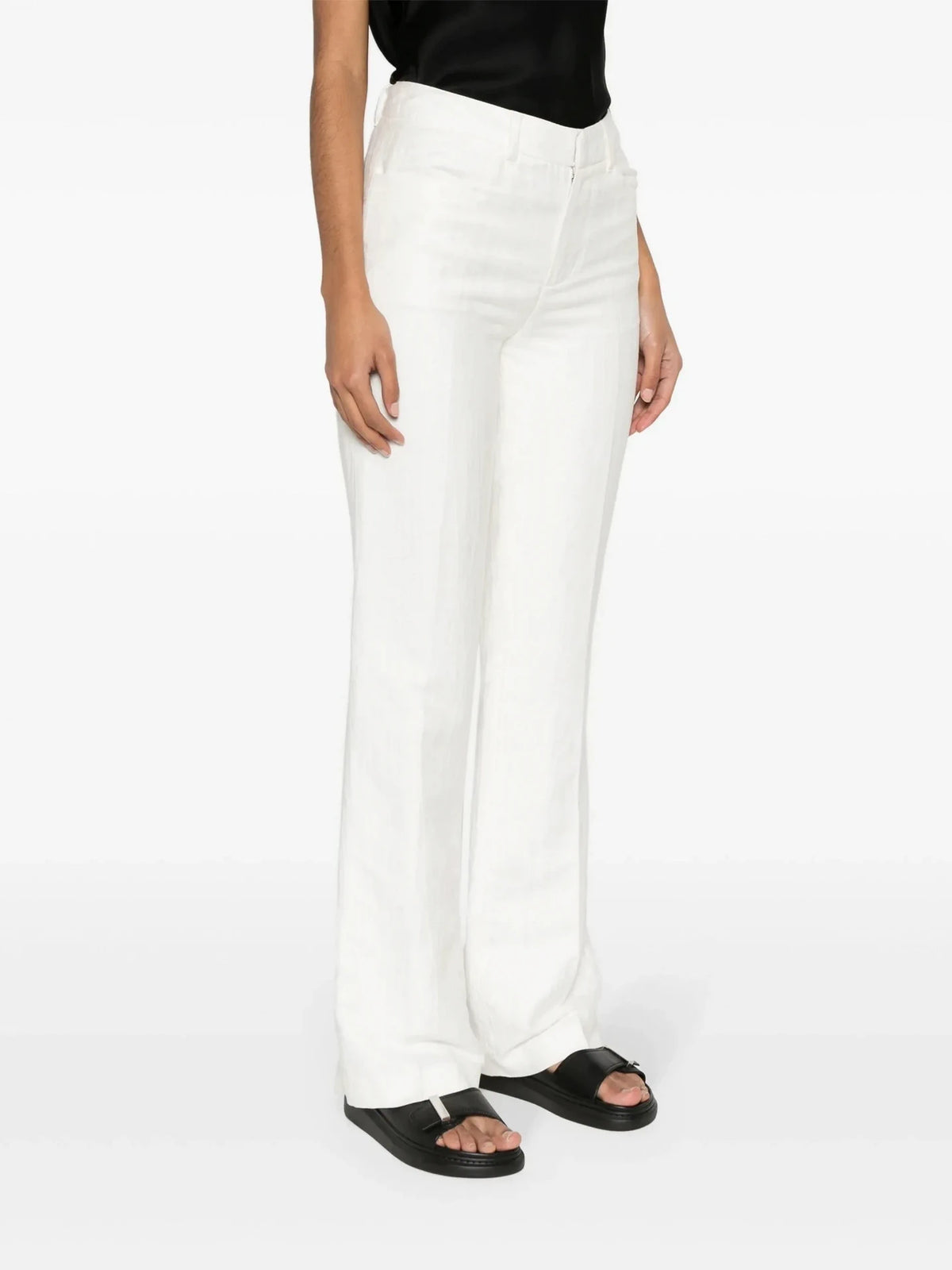 High-Waisted White Tailleur Pants