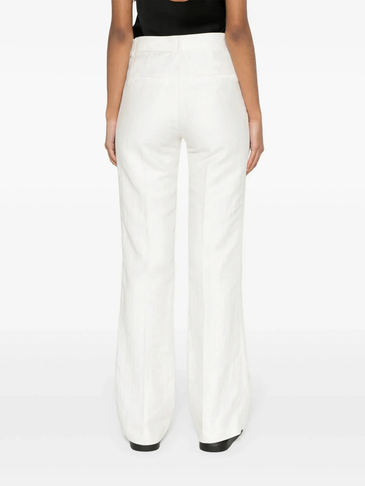 High-Waisted White Tailleur Pants