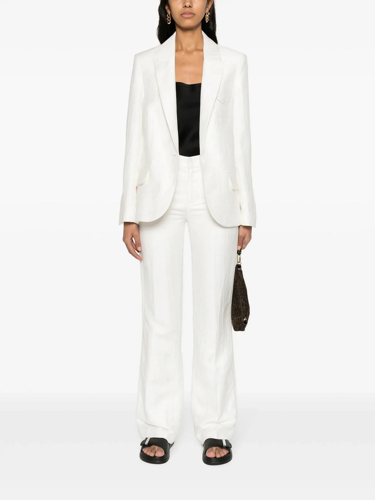 High-Waisted White Tailleur Pants