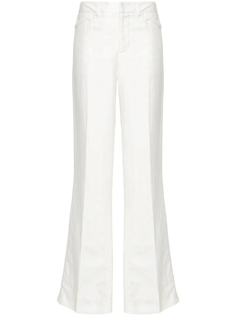 High-Waisted White Tailleur Pants