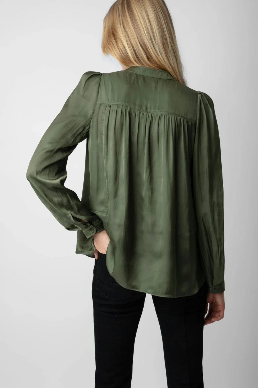 Tchin Green Satin Blouse