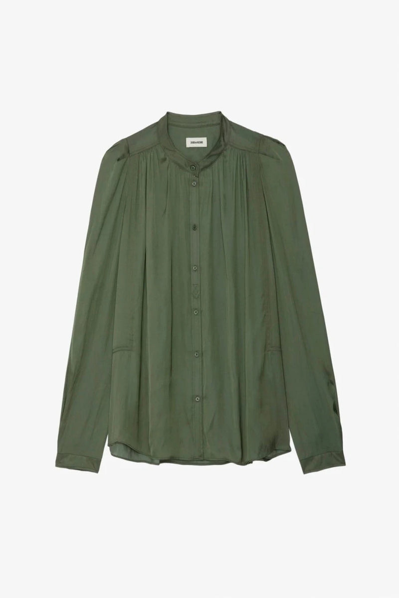Tchin Green Satin Blouse