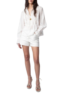 Trica White Cotton Blouse