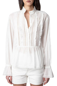 Trica White Cotton Blouse