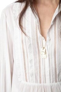 Trica White Cotton Blouse