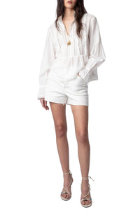 Trica White Cotton Blouse