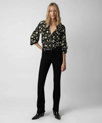 Crinkle Roses Black Shirt