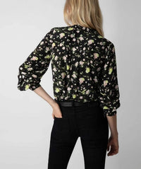 Crinkle Roses Black Shirt