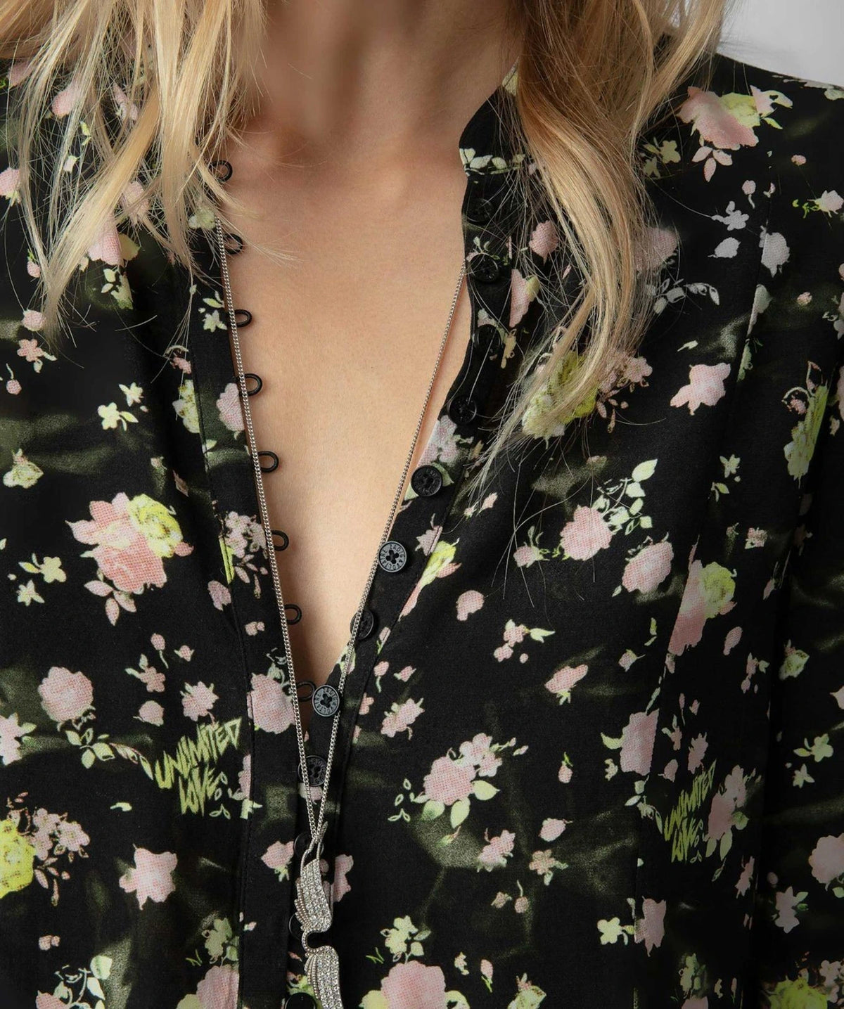 Crinkle Roses Black Shirt