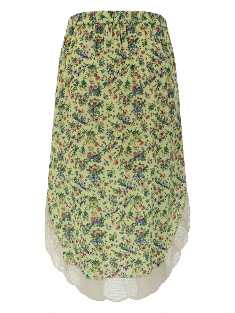Joslina Floral-Print Yellow Skirt