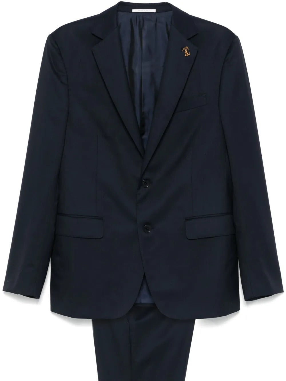 Brooch Detail Blue Suit