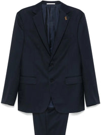 Brooch Detail Blue Suit