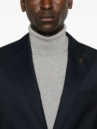 Brooch Detail Blue Suit