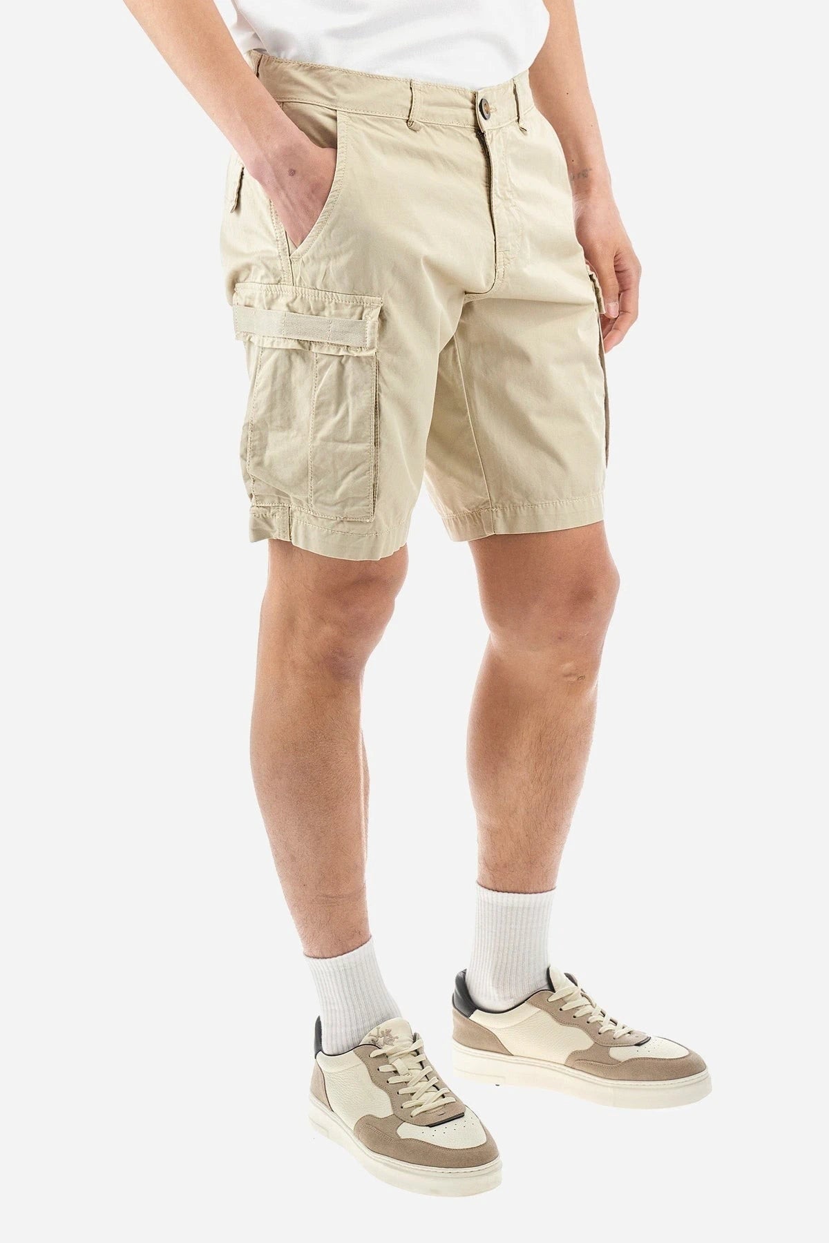Regular Fit Beige Bermuda