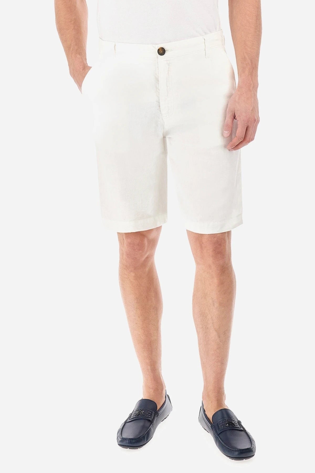 Regular Fit White Bermuda