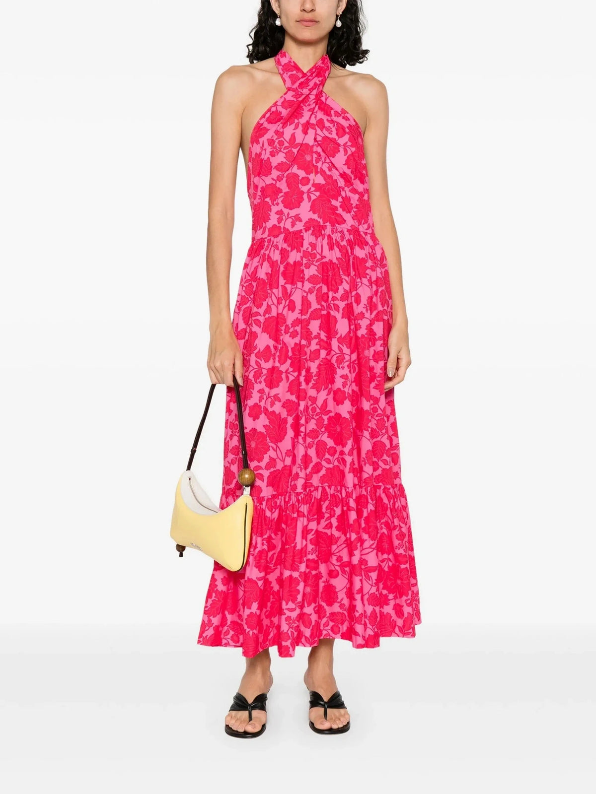 Halterneck Shirred Multicolour Dress