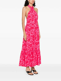 Halterneck Shirred Multicolour Dress