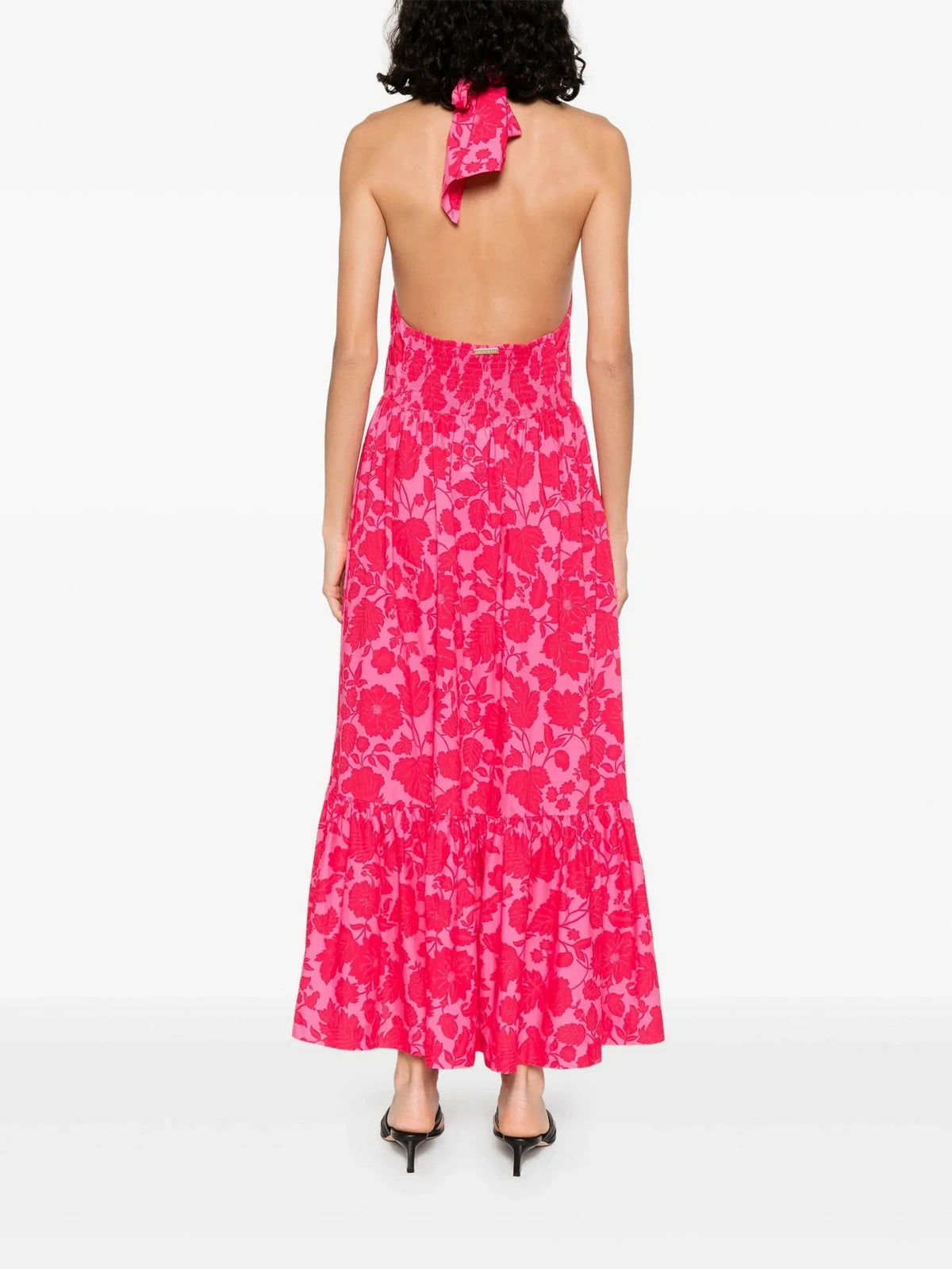 Halterneck Shirred Multicolour Dress