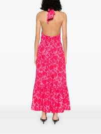 Halterneck Shirred Multicolour Dress